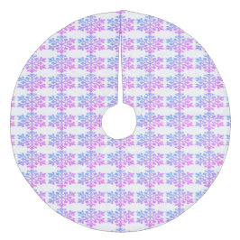 Violet Rosa Snöflingor Träd Skirt Julgransmatta Fleece