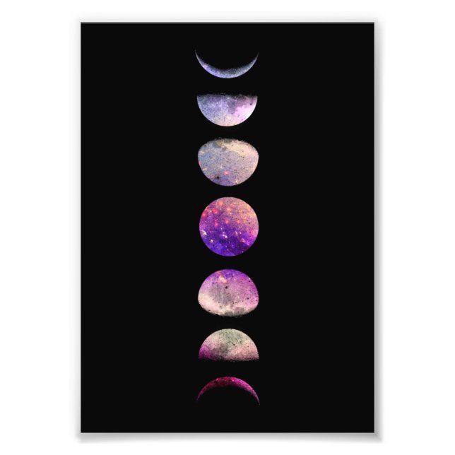 Violet Rose Moon Phases Art Print Fototryck (Framsidan)
