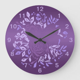 Violet Rose Wreath Round Clock Stor Klocka