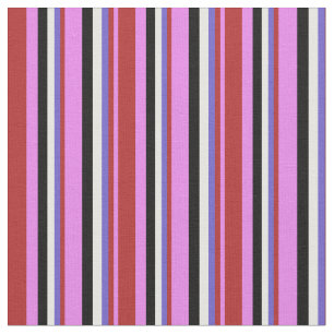 Violet, rött, Slatblått, Vitt och svart Linjer Tyg