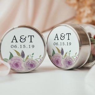 Violet & Sage Bröllop Monogram Runt Klistermärke