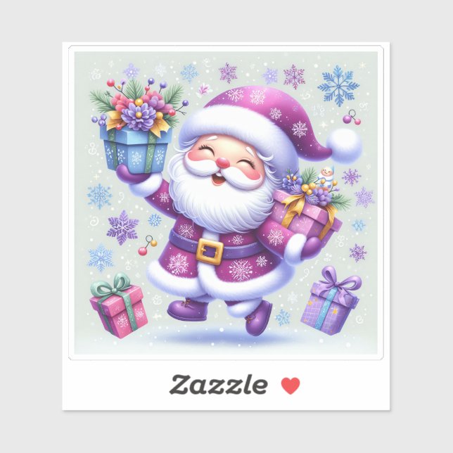 Violet Santa Spreading Glatt Gifts Klistermärken (Ark)