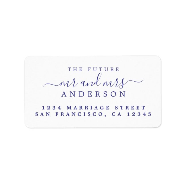 Violet Script Future Mr. Mrs Returadress Adressetikett (Framsidan)