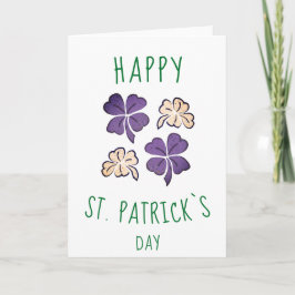 VIolet Shamrock Klöver Glad St. Patricks dag Helgkort