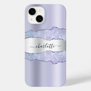 Violet silver agate marble namn-skript