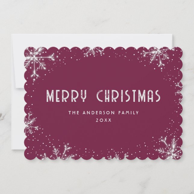 Violet Silver Snowflake Christmas Card Julkort (Framsida)
