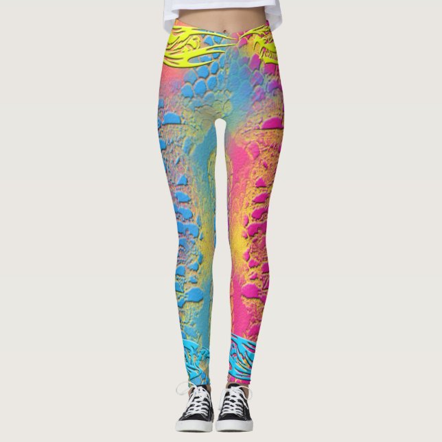 VIOLET SNÖRE - Digital - Fractal Art - Leggings (Framsida)