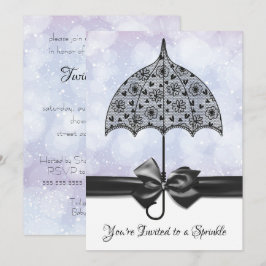 Violet Sprinkle Baby Shower Black Snöre Umbrella Inbjudningar