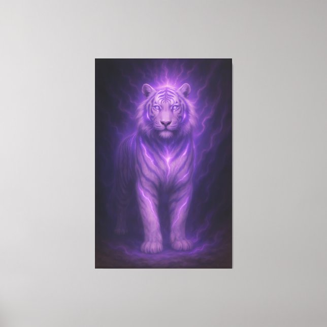 Violet Storm White Tiger – Ascended Aura Canvastryck (Framsida)
