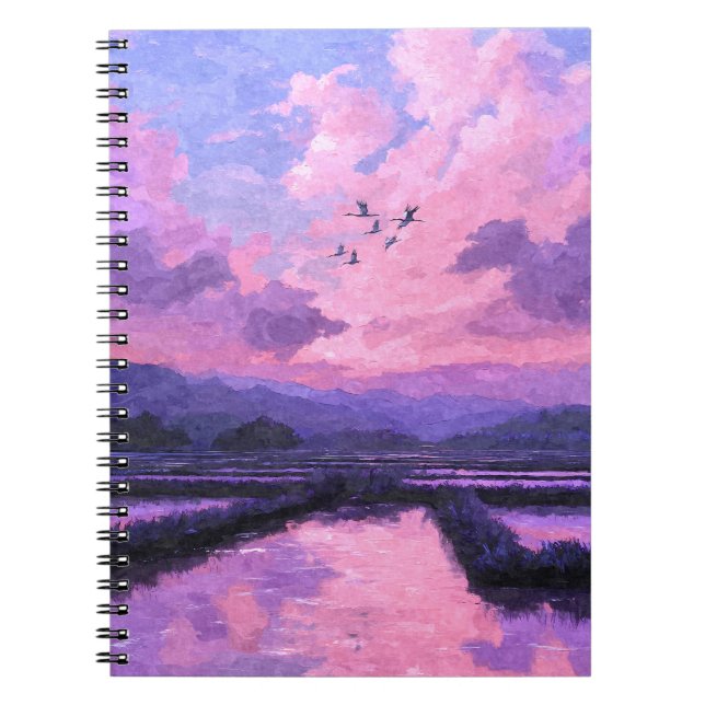 Violet Sunset Flight Notebook Anteckningsbok (Framsidan)