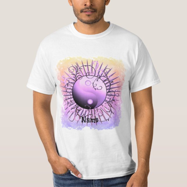 Violet Swirl Yin Yang  T Shirt (Framsida)