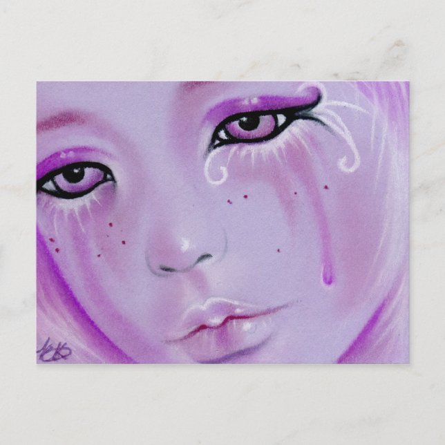Violet Tårar Ledsen Girl-vykort Vykort (Framsida)