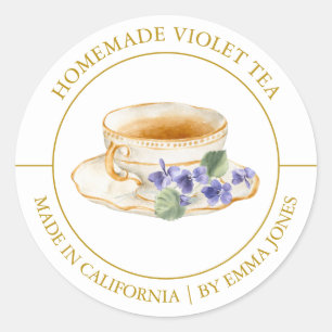 Violet Tea Modern-etikett Runt Klistermärke