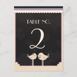 Violet Teal Love birds Bordsnummer Card