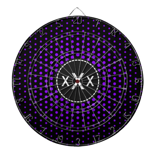 Violet Techno Dots Modern Monogram Darttavla (Framsidan)