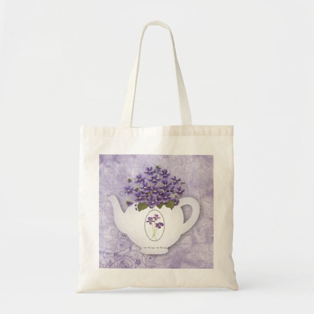Violet Tekanna Tote Bag Tygkasse (Framsidan)