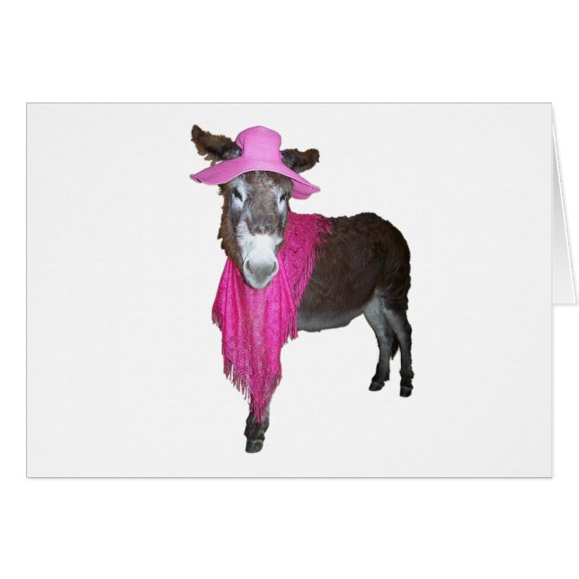 Violet the Donkey Dsed in Rosa Hälsningskort (Framsidan Horizontal)