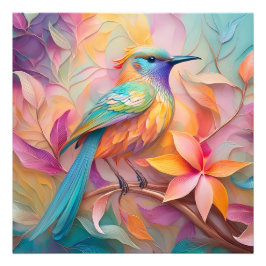 Violet Throated Songbird Fantasy Bird Fototryck