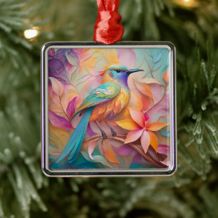 Violet Throated Songbird Fantasy Bird Julgransprydnad Metall