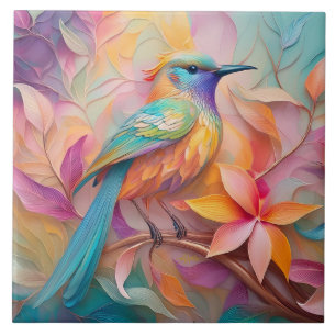 Violet Throated Songbird Fantasy Bird Kakelplatta