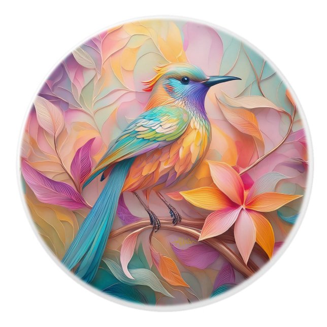 Violet Throated Songbird Fantasy Bird Knopp (Framsidan)