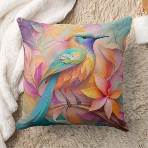 Violet Throated Songbird Fantasy Bird Kudde