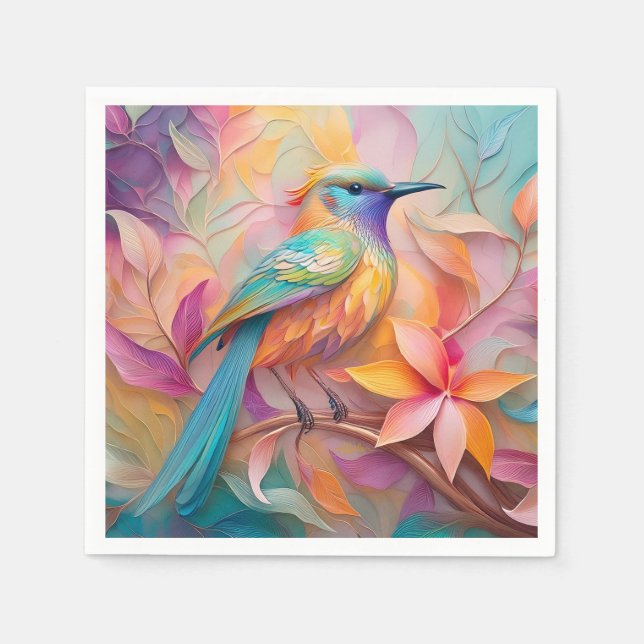 Violet Throated Songbird Fantasy Bird Pappersservett (Framsidan)