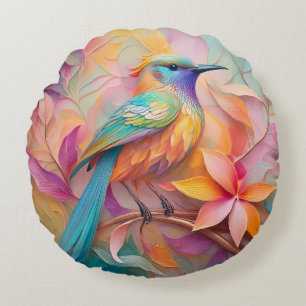 Violet Throated Songbird Fantasy Bird Rund Kudde