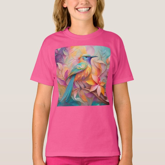 Violet Throated Songbird Fantasy Bird T Shirt (Framsida)