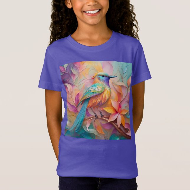 Violet Throated Songbird Fantasy Bird T Shirt (Framsida)