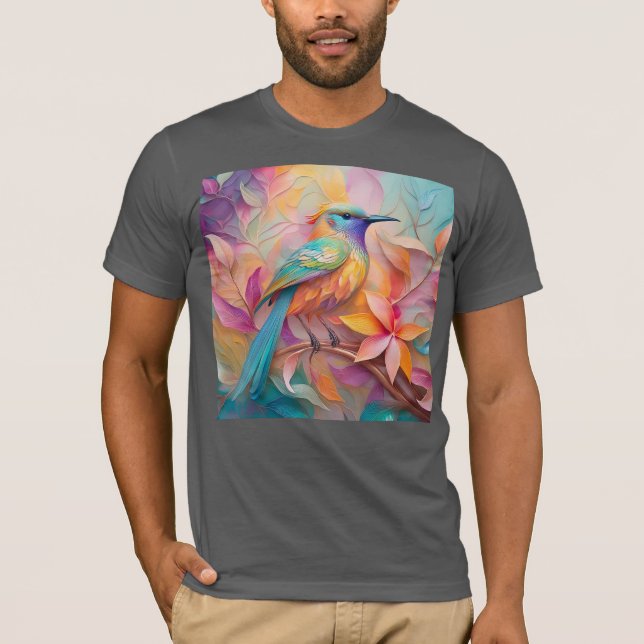 Violet Throated Songbird Fantasy Bird T Shirt (Framsida)