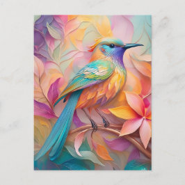 Violet Throated Songbird Fantasy Bird Vykort