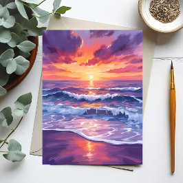 Violet Tide | Lila Sunset Ocean Vågar Paweed Vykort