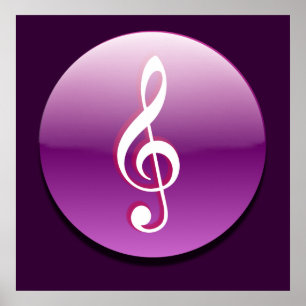 Violet Treble Clef-knapp Poster