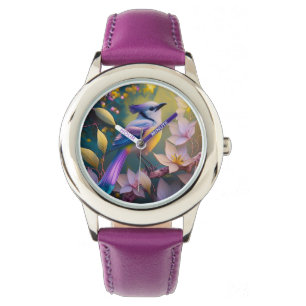 Violet Tuftad Gult Brast Fantasy Bird Armbandsur