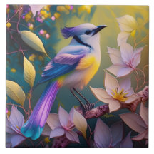 Violet Tuftad Gult Brast Fantasy Bird