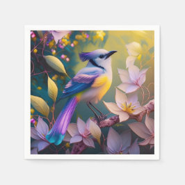 Violet Tuftad Gult Brast Fantasy Bird Pappersservett