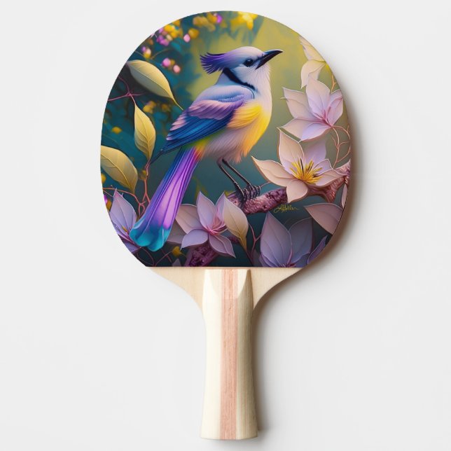 Violet Tuftad Gult Brast Fantasy Bird Pingisracket (Framsidan)