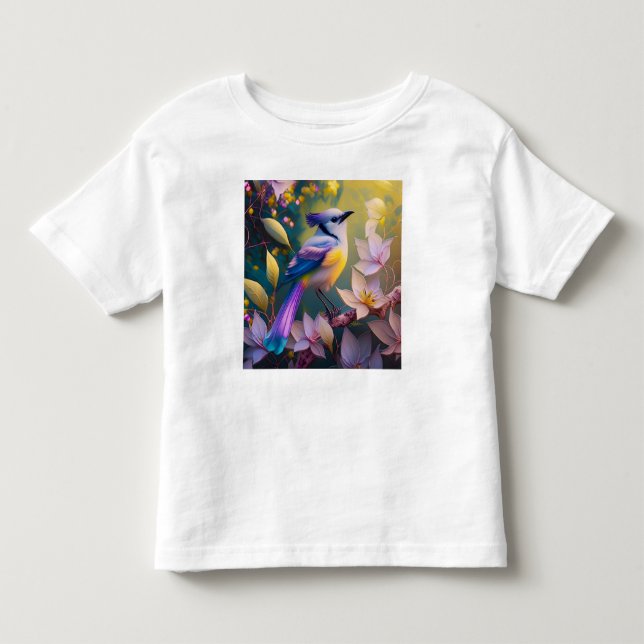 Violet Tuftad Gult Brast Fantasy Bird T Shirt (Framsida)