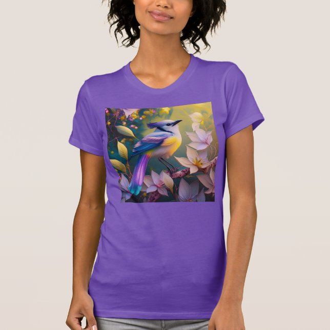 Violet Tuftad Gult Brast Fantasy Bird T Shirt (Framsida)