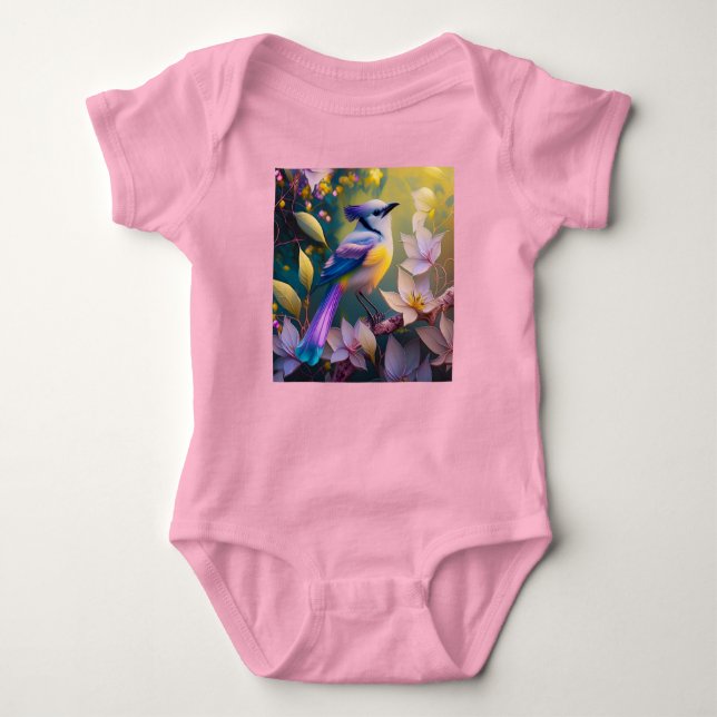 Violet Tuftad Gult Brast Fantasy Bird T Shirt (Framsida)