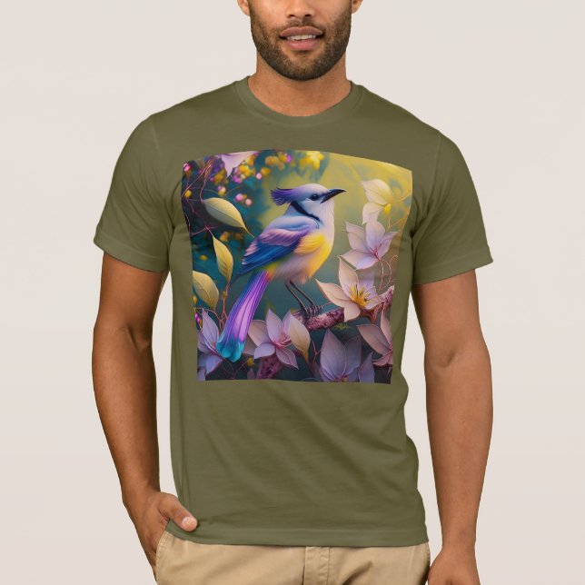 Violet Tuftad Gult Brast Fantasy Bird T Shirt (Framsida)