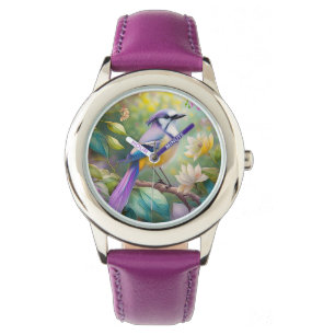 Violet Tuftad Skata Fantasi Fågel Armbandsur