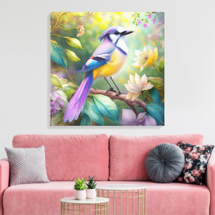 Violet Tufts Jay Fantasy Bird Canvastryck