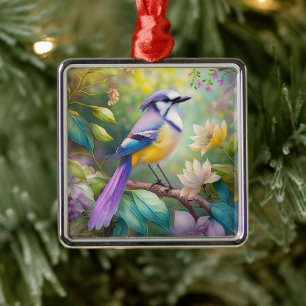 Violet Tufts Jay Fantasy Bird Julgransprydnad Metall