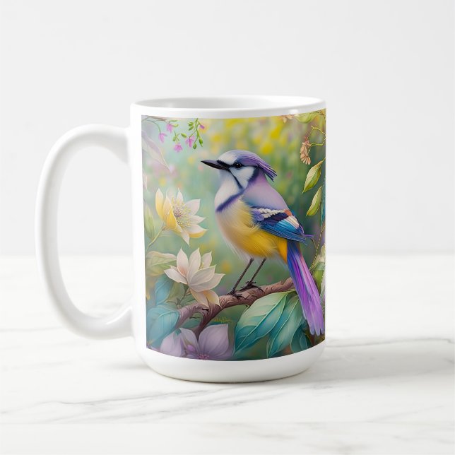 Violet Tufts Jay Fantasy Bird Kaffemugg (Vänster)