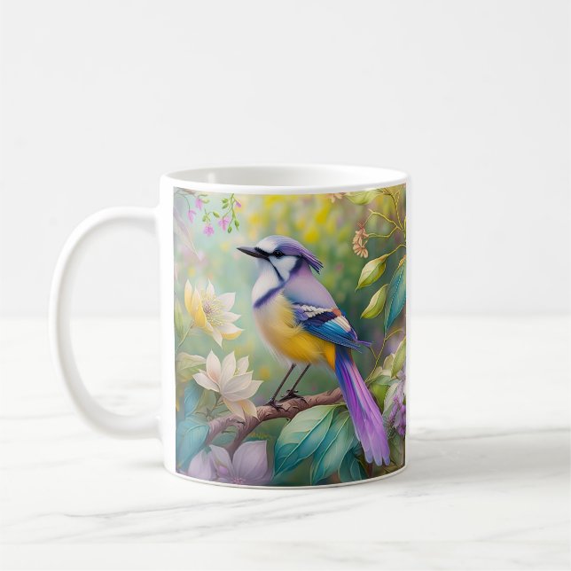 Violet Tufts Jay Fantasy Bird Kaffemugg (Vänster)