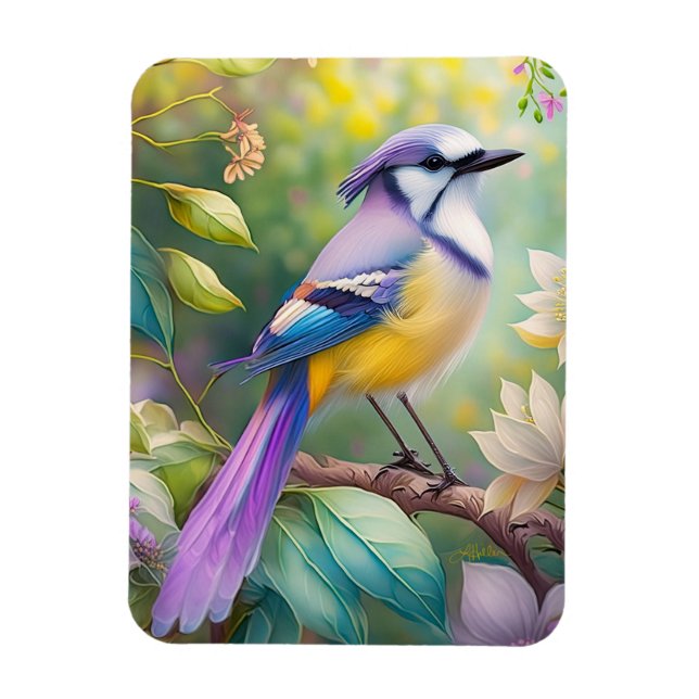 Violet Tufts Jay Fantasy Bird Magnet (Vertikal)