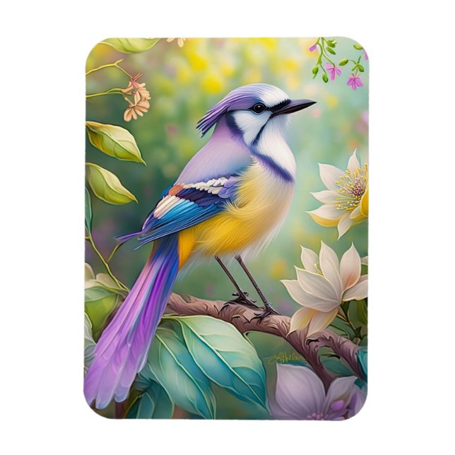 Violet Tufts Jay Fantasy Bird Magnet (Vertikal)