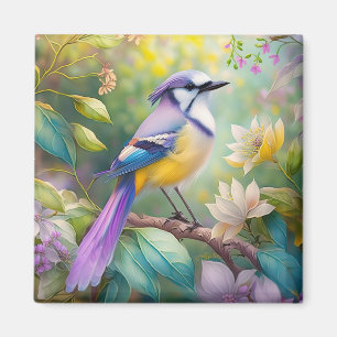 Violet Tufts Jay Fantasy Bird Magnet
